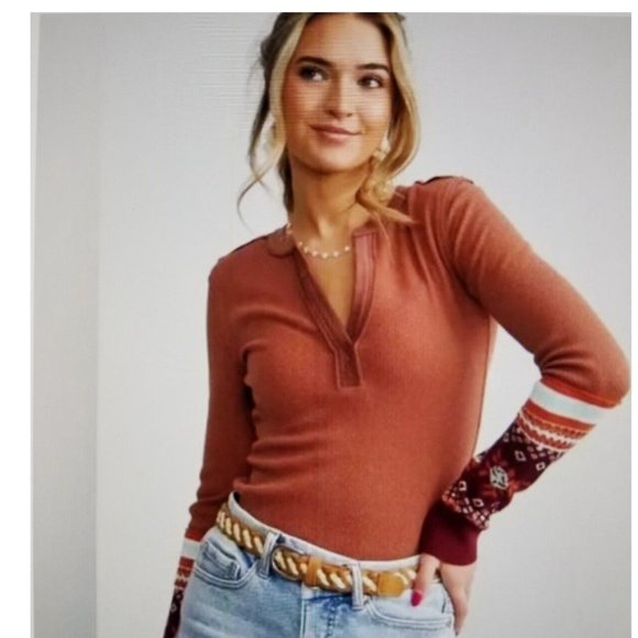 NWT Free People Tops  Mikah Layering Cuff Top In Autumn Combo - Picture 1 of 10